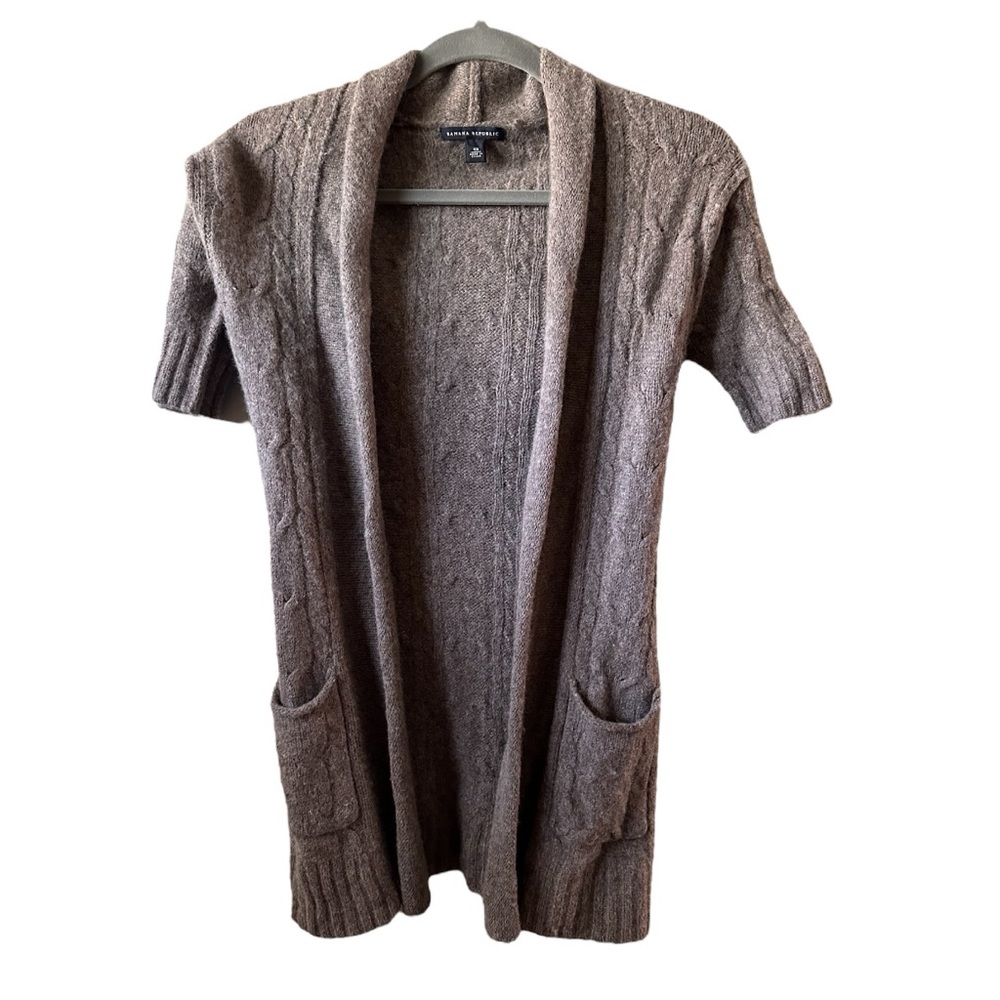 Banana Republic Gray Open Front Cardigan Sweater Lambswool Cashmere Womens XS